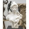 Sculpture – Buste De Jeune Femme Aux Fleurs , Vittorio Pochini (1860-1908) – Marbre 14