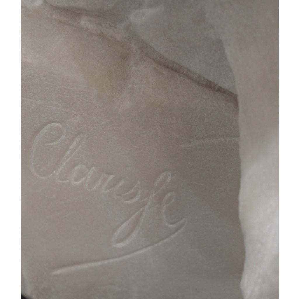 Sculpture – Buste De Jeune Femme Aux Fleurs , Vittorio Pochini (1860-1908) – Marbre 12