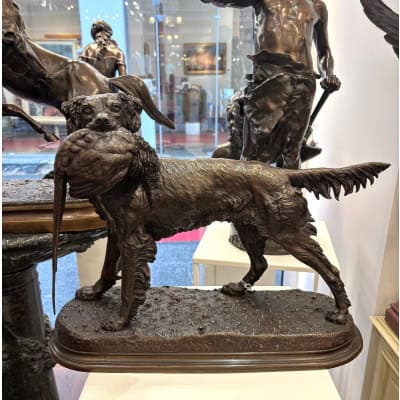 Sculpture – Chien Setter Au Gibier , Jules Moigniez (1835-1894) – Bronze 3