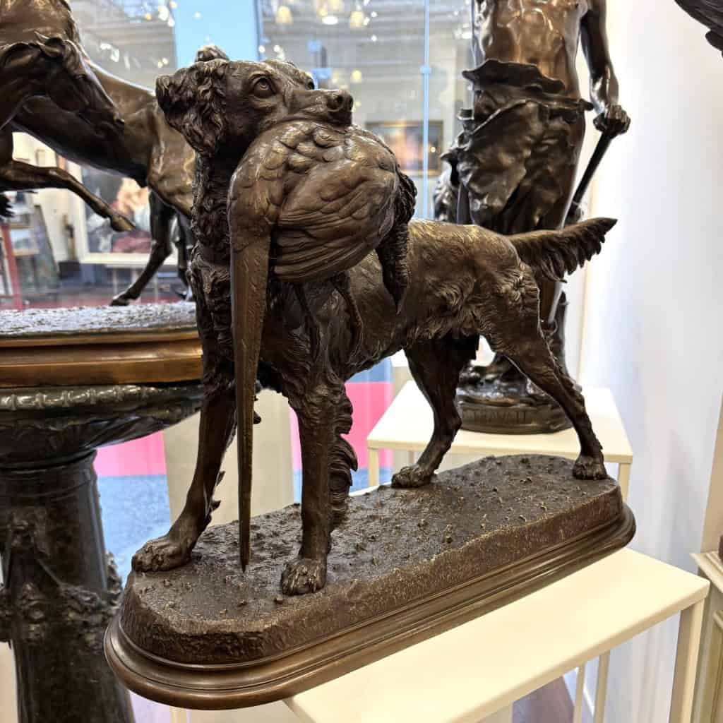 Sculpture – Chien Setter Au Gibier , Jules Moigniez (1835-1894) – Bronze 4