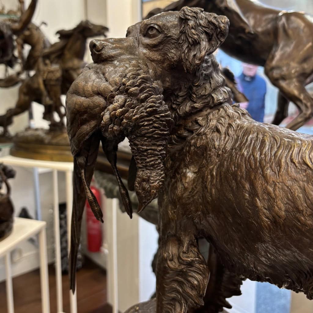 Sculpture – Chien Setter Au Gibier , Jules Moigniez (1835-1894) – Bronze 5