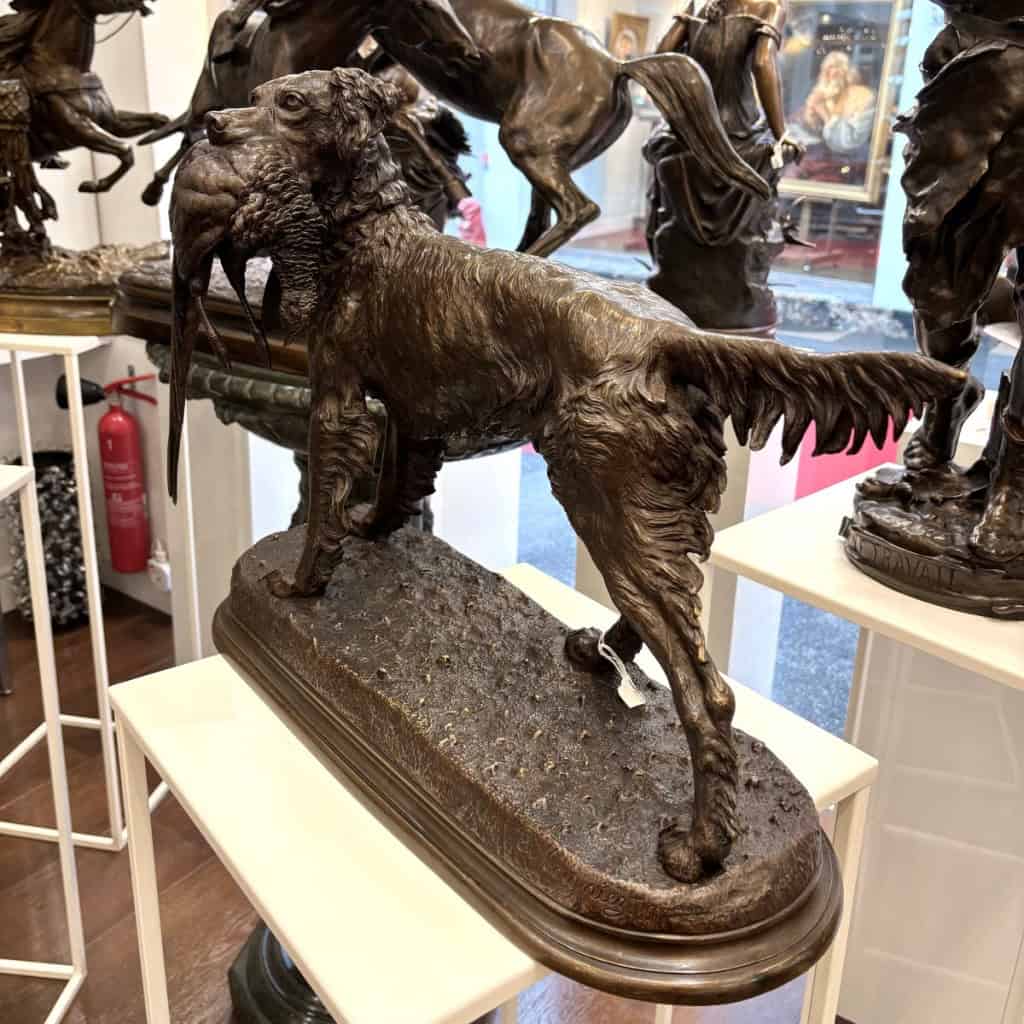 Sculpture – Chien Setter Au Gibier , Jules Moigniez (1835-1894) – Bronze 6