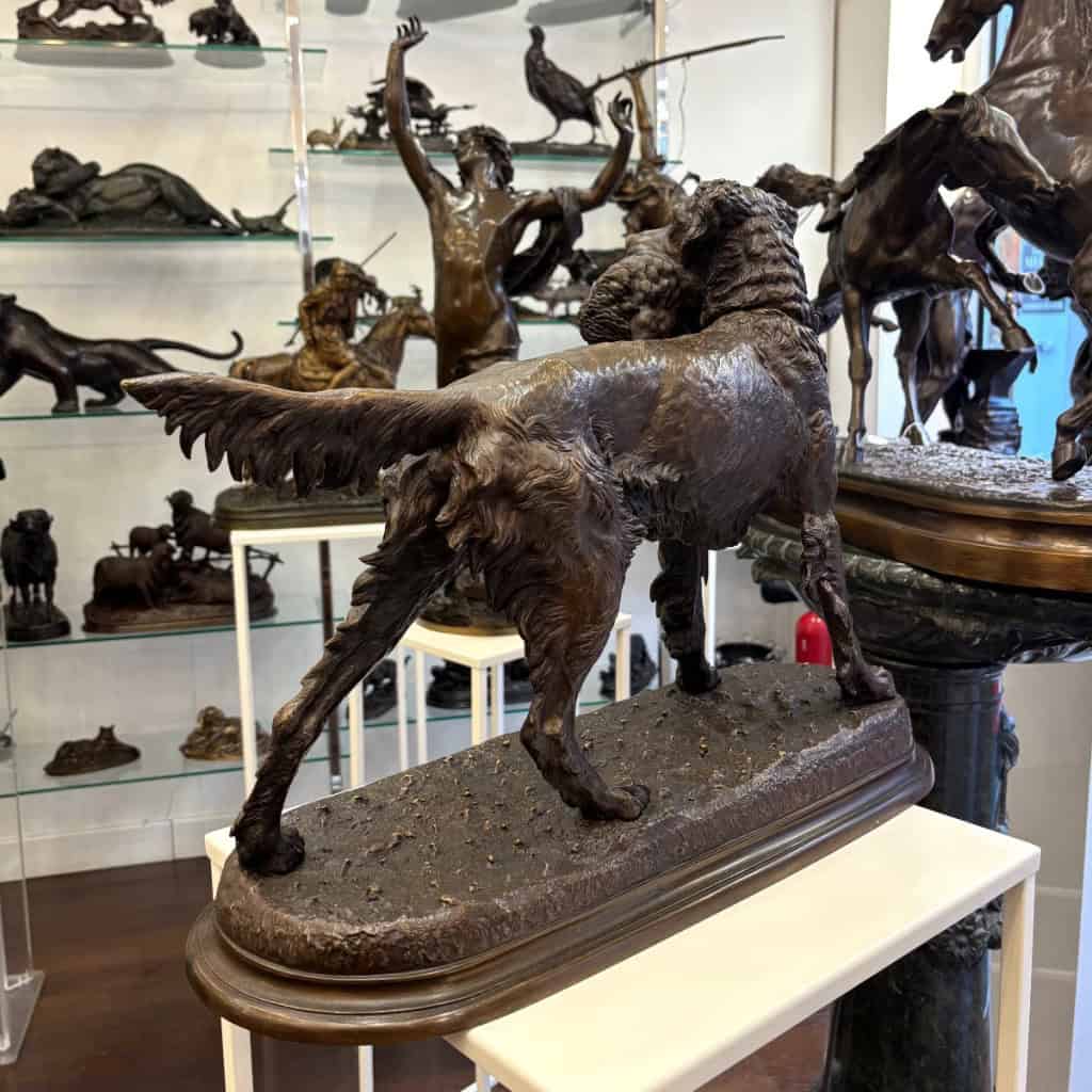 Sculpture – Chien Setter Au Gibier , Jules Moigniez (1835-1894) – Bronze 9