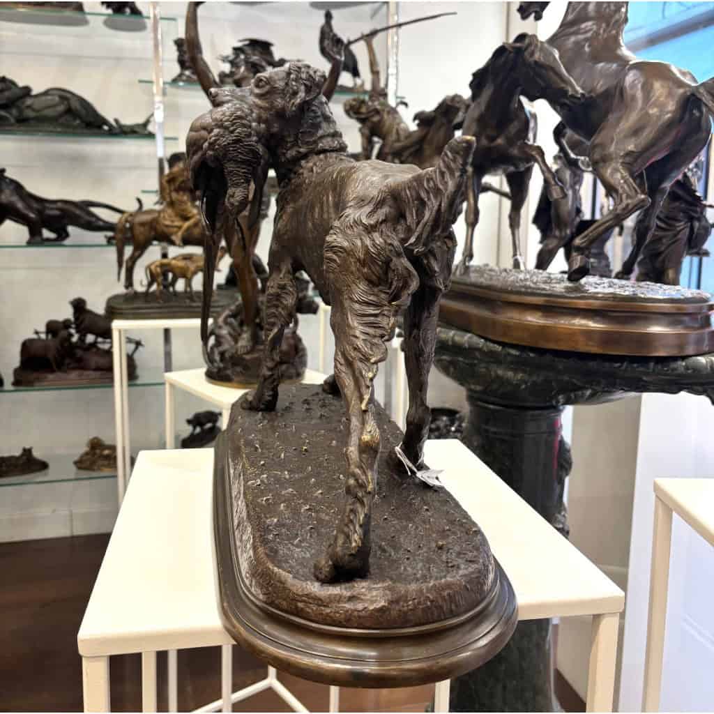 Sculpture – Chien Setter Au Gibier , Jules Moigniez (1835-1894) – Bronze 10