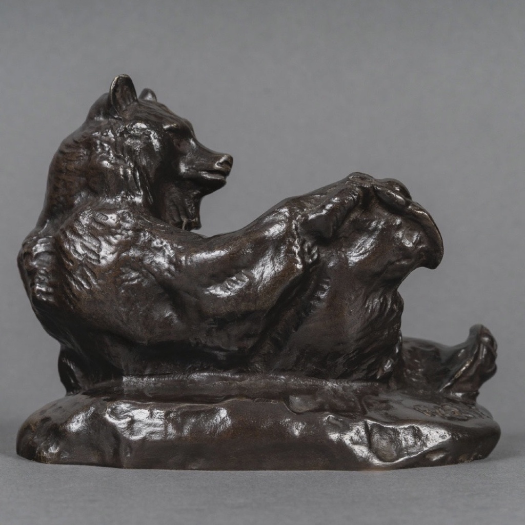 Sculpture – Ours Couché , Antoine-Louis Barye (1795-1875) – Bronze 6