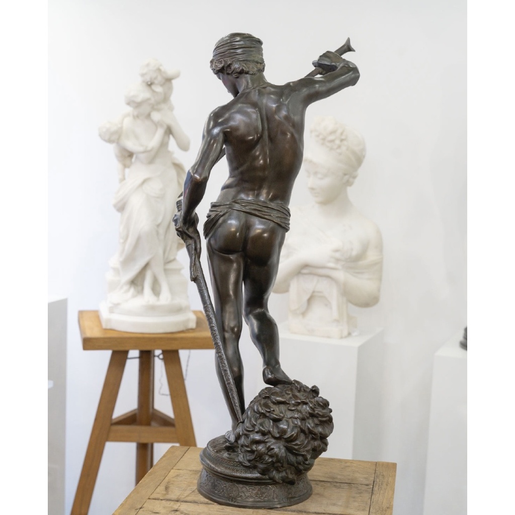 Sculpture – David Vainqueur De Goliath , Marius – Jean – Antonin Mercié (1845-1916) – Bronze 7