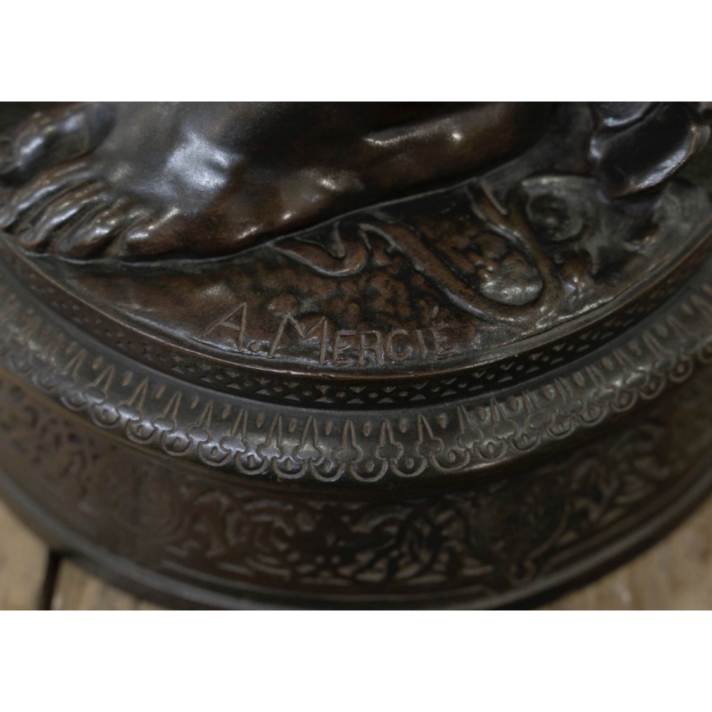 Sculpture – David Vainqueur De Goliath , Marius – Jean – Antonin Mercié (1845-1916) – Bronze 9