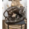 Sculpture – Tigre Surprenant Une Antilope , Antoine – Louis Barye , F.Barbedienne – Bronze 19