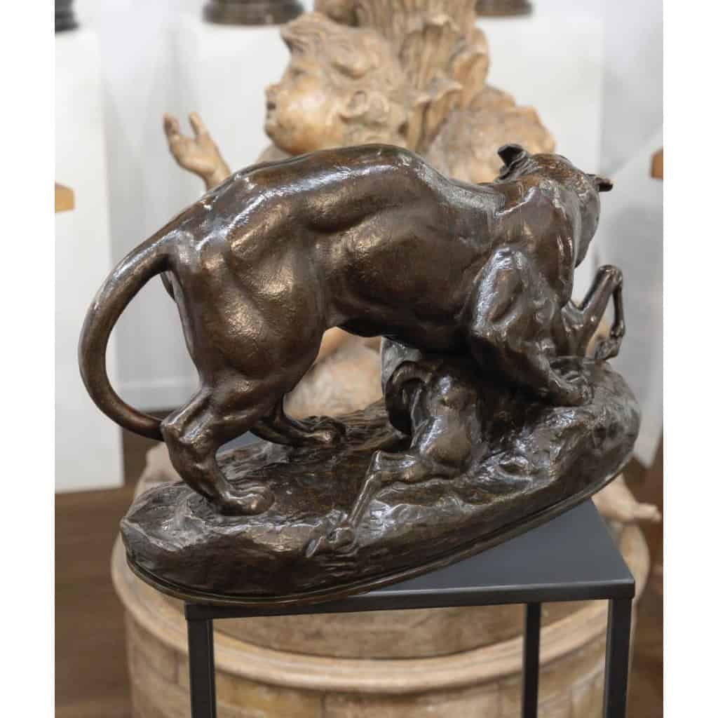 Sculpture – Tigre Surprenant Une Antilope , Antoine – Louis Barye , F.Barbedienne – Bronze 7