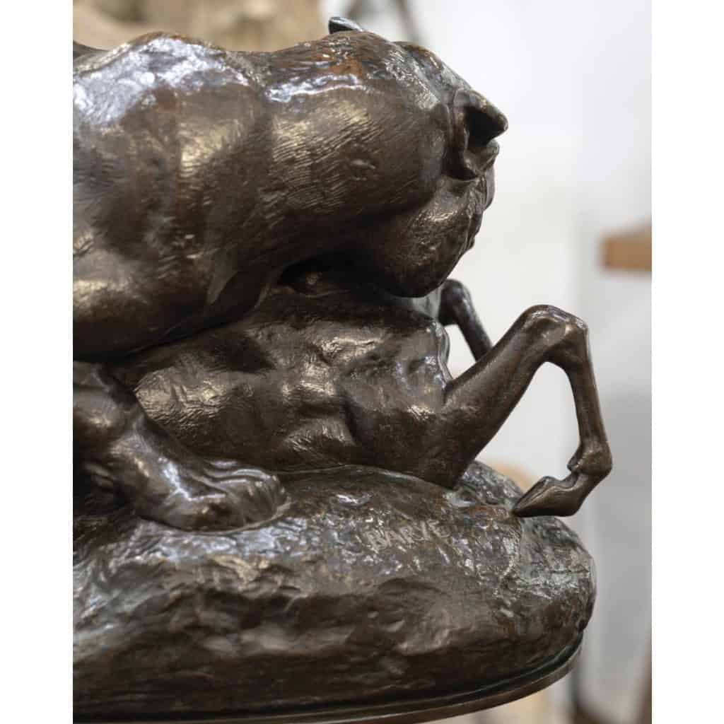 Sculpture – Tigre Surprenant Une Antilope , Antoine – Louis Barye , F.Barbedienne – Bronze 10