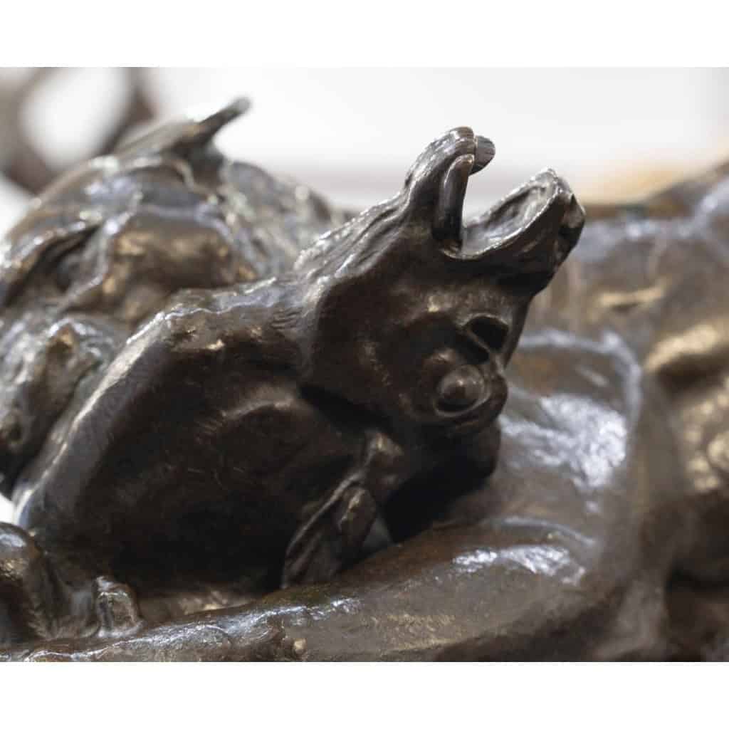 Sculpture – Tigre Surprenant Une Antilope , Antoine – Louis Barye , F.Barbedienne – Bronze 12
