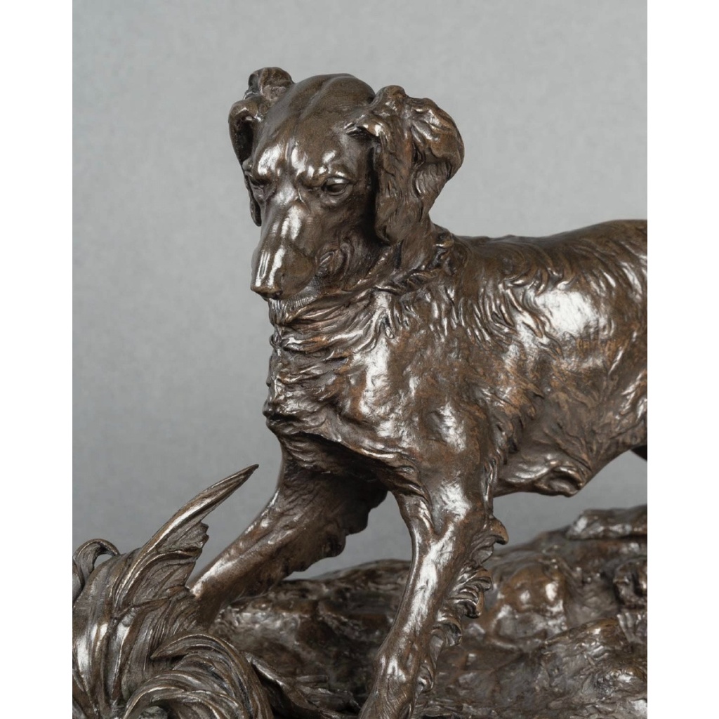 Sculpture – Chien À L&rsquo; Arrêt , Pierre – Jules Mêne (1810-1879) – Bronze 5