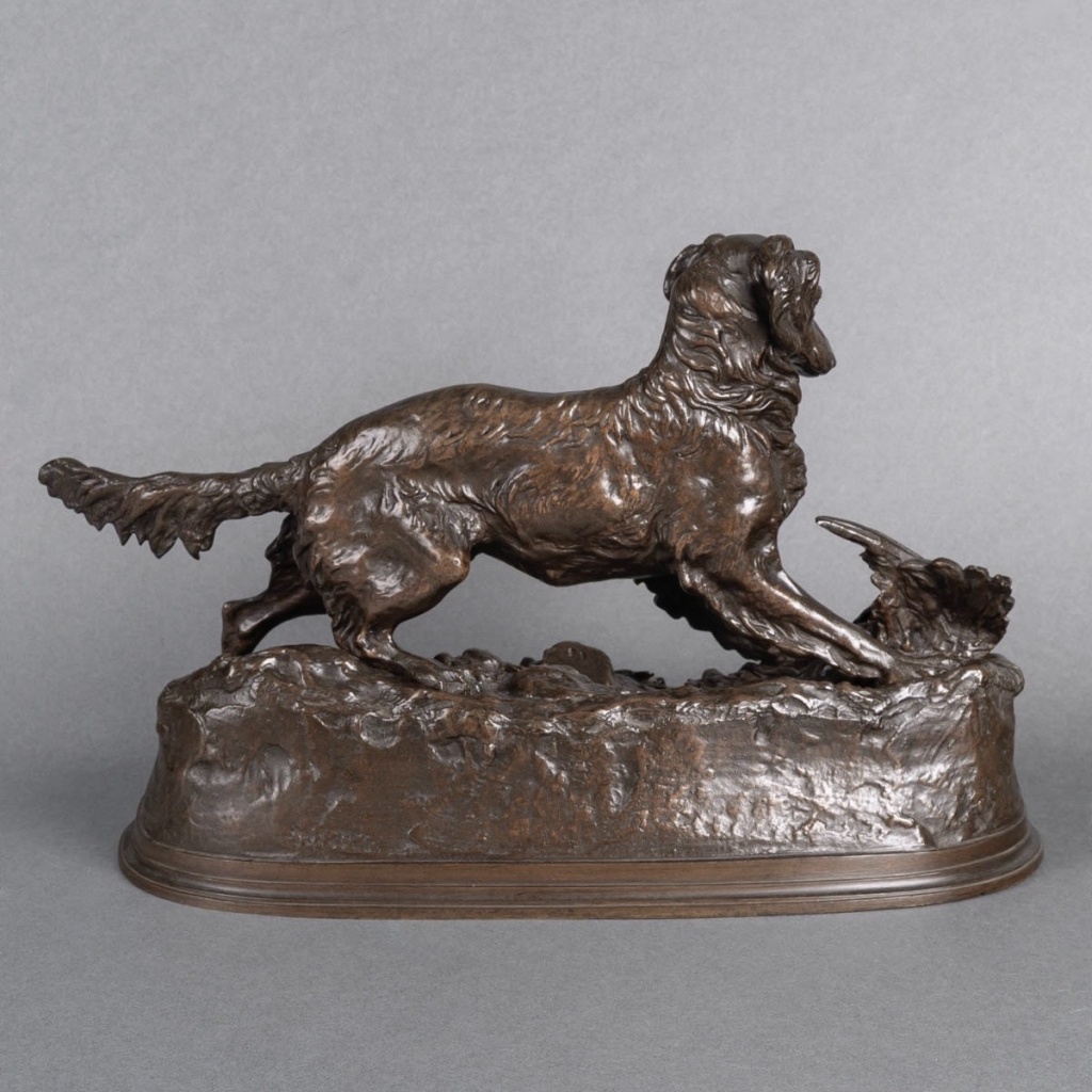 Sculpture – Chien À L&rsquo; Arrêt , Pierre – Jules Mêne (1810-1879) – Bronze 6