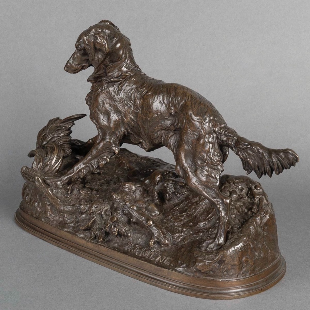 Sculpture – Chien À L&rsquo; Arrêt , Pierre – Jules Mêne (1810-1879) – Bronze 7