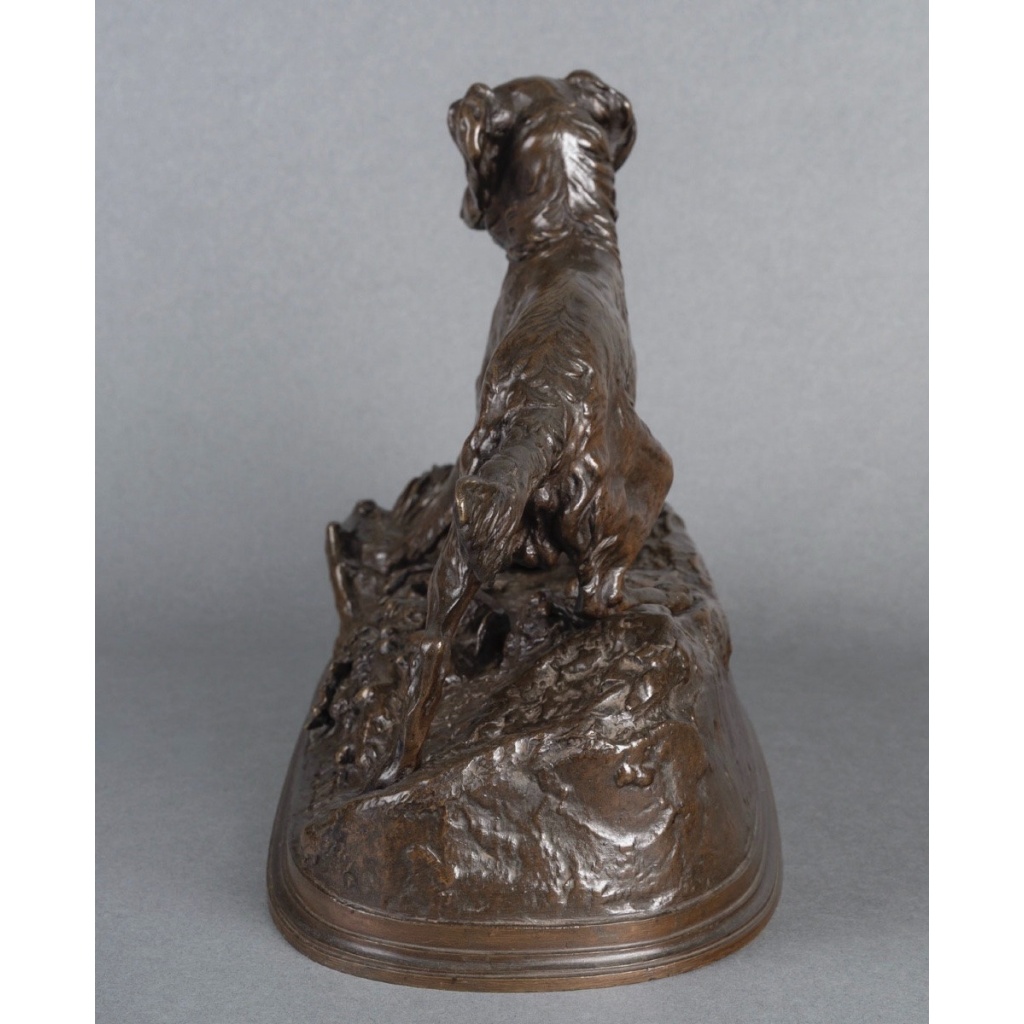 Sculpture – Chien À L&rsquo; Arrêt , Pierre – Jules Mêne (1810-1879) – Bronze 8