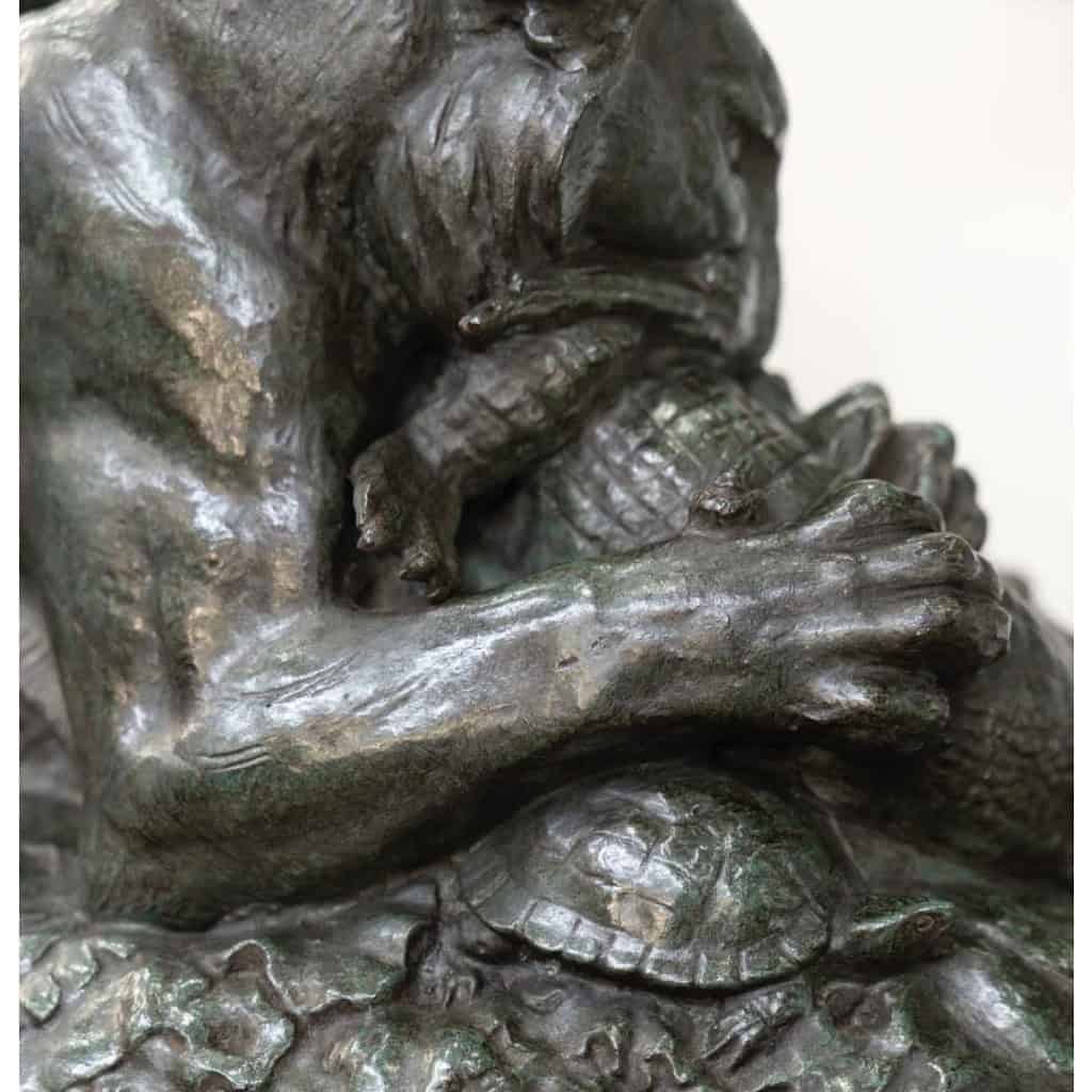 Sculpture – Tigre Dévorant Un Gavial , Antoine – Louis Barye (1795-1875) – Bronze 10