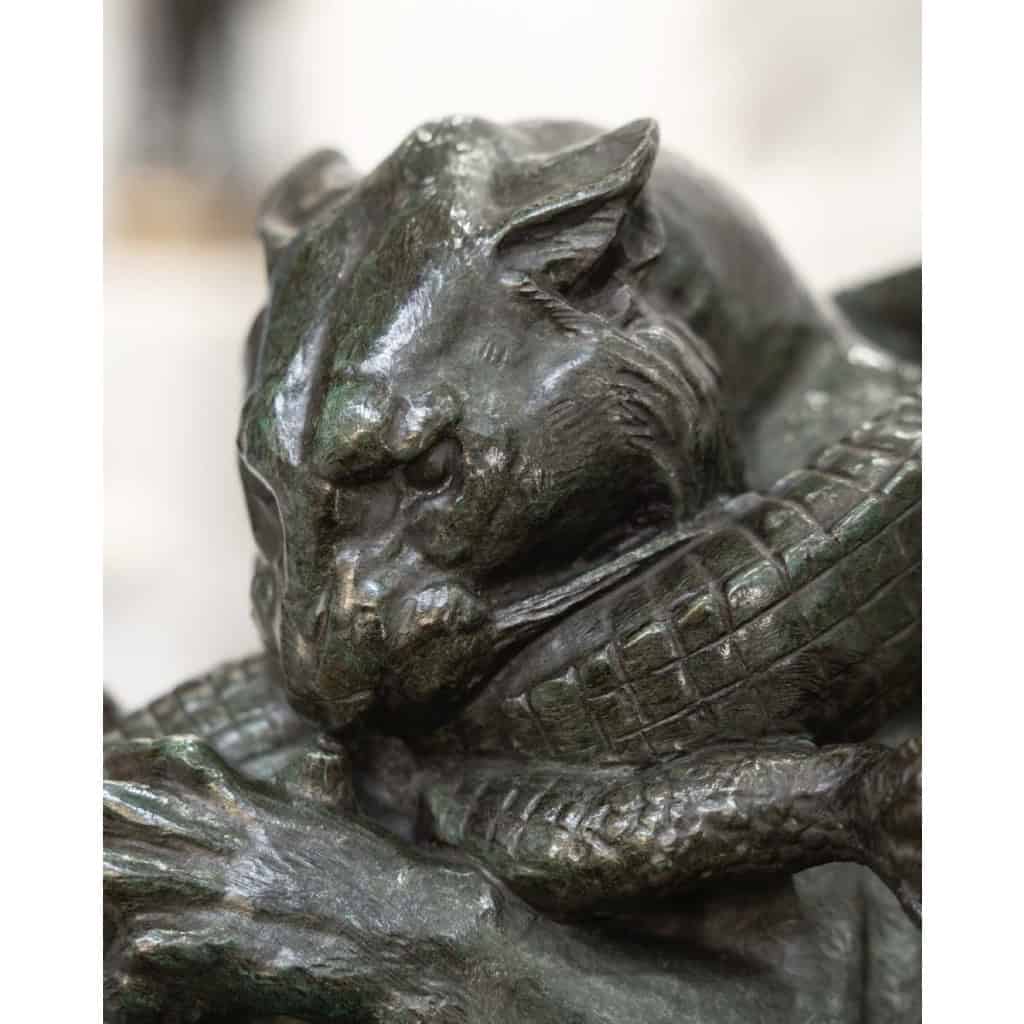 Sculpture – Tigre Dévorant Un Gavial , Antoine – Louis Barye (1795-1875) – Bronze 11