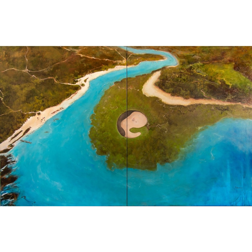 Tableau à l&rsquo;huile intitulé « Green Secret, Le Veillon » de l&rsquo;artiste peintre Isabelle Delannoy 3