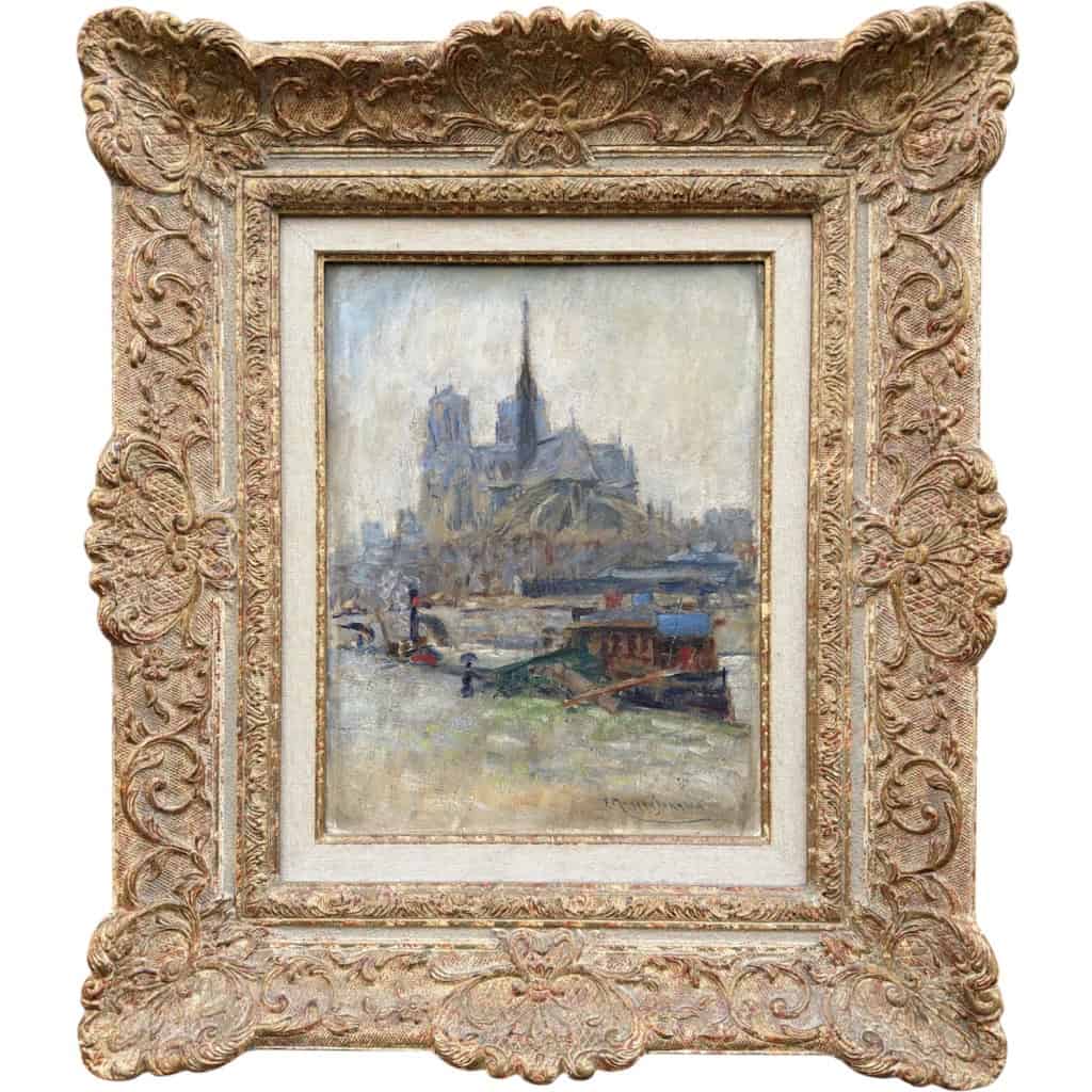 MORTON-JOHNSON Francis Paris Notre-Dame vue des quais de Seine Huile sur carton signée Certificat d’authenticité 3 MORTON-JOHNSON Francis Paris Notre-Dame vue des quais de Seine Huile sur carton signée Certificat d’authenticité 3
