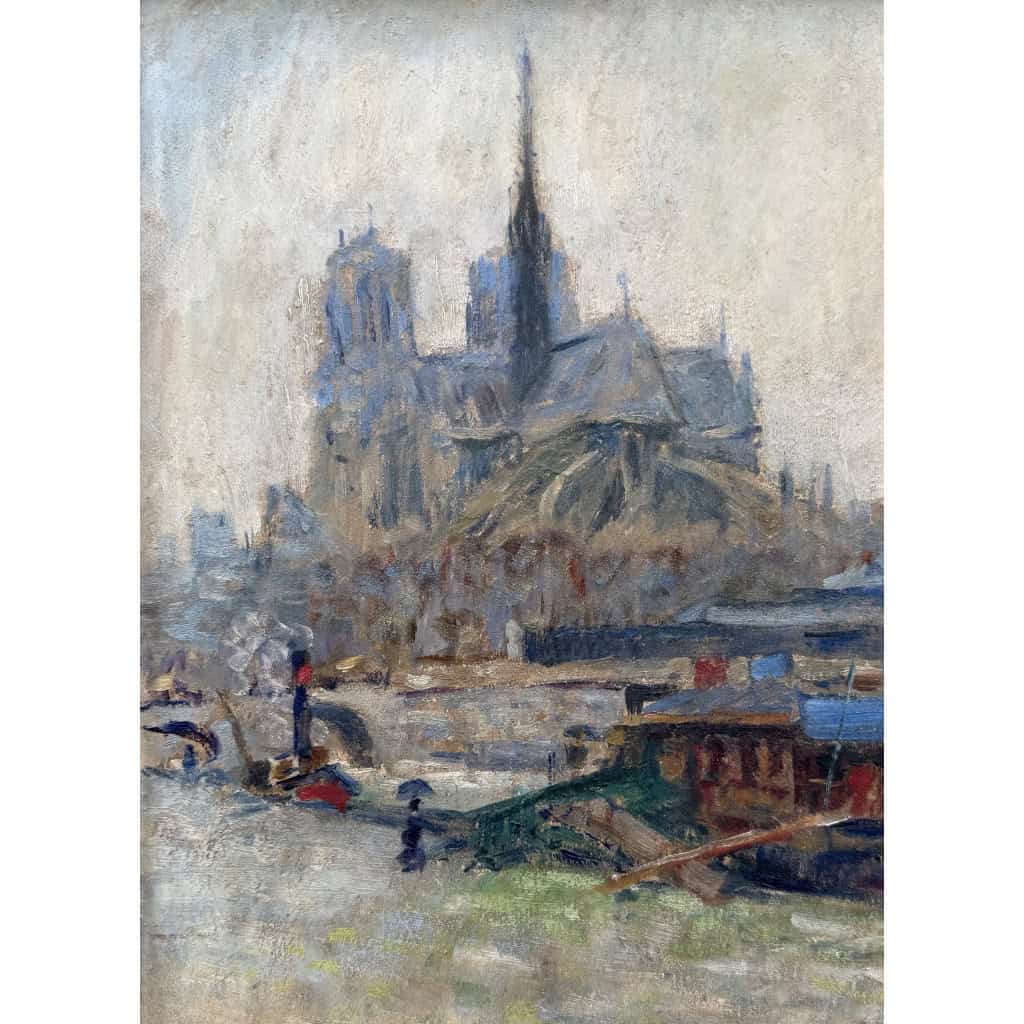 MORTON-JOHNSON Francis Paris Notre-Dame vue des quais de Seine Huile sur carton signée Certificat d’authenticité 5 MORTON-JOHNSON Francis Paris Notre-Dame vue des quais de Seine Huile sur carton signée Certificat d’authenticité 5