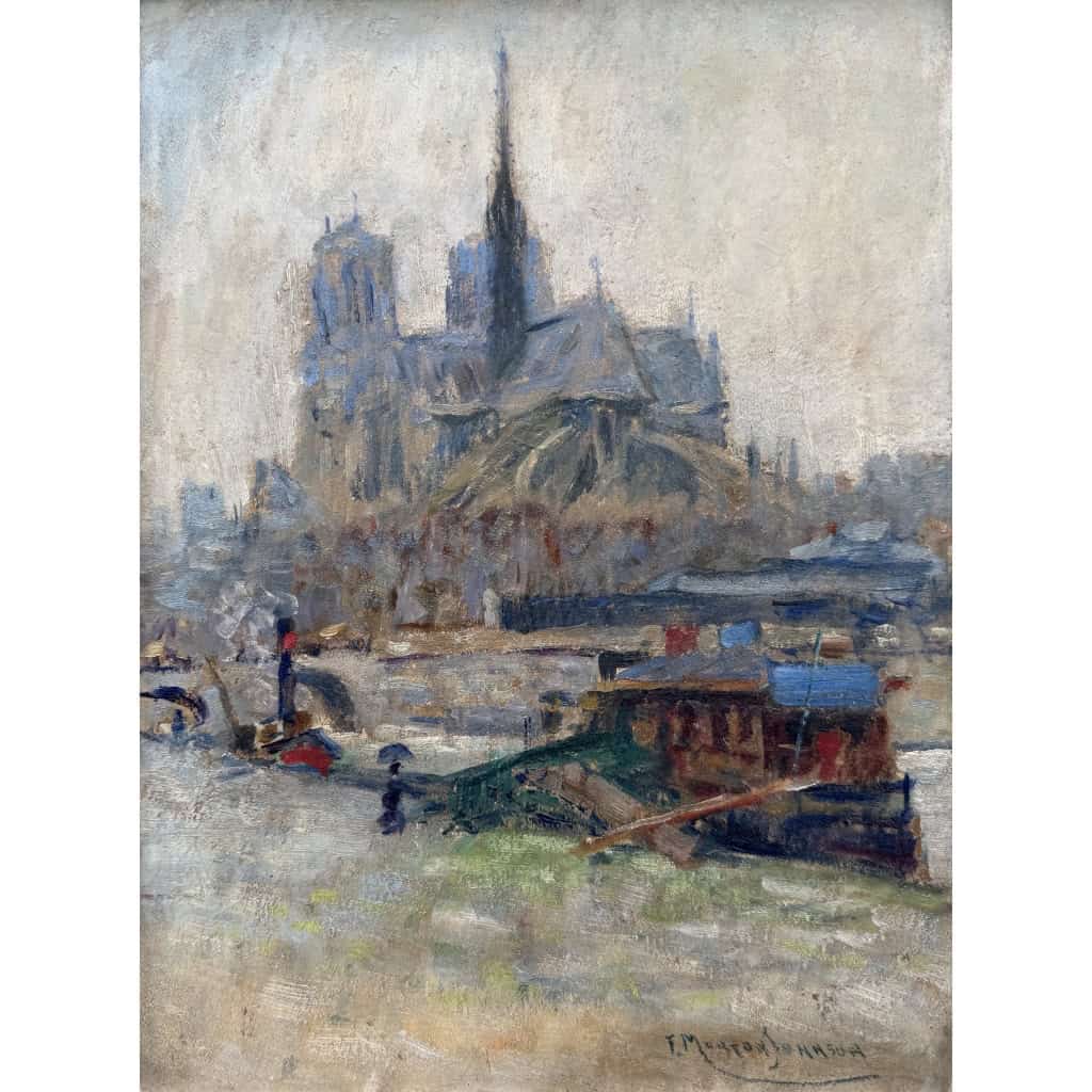 MORTON-JOHNSON Francis Paris Notre-Dame vue des quais de Seine Huile sur carton signée Certificat d’authenticité 9 MORTON-JOHNSON Francis Paris Notre-Dame vue des quais de Seine Huile sur carton signée Certificat d’authenticité 9
