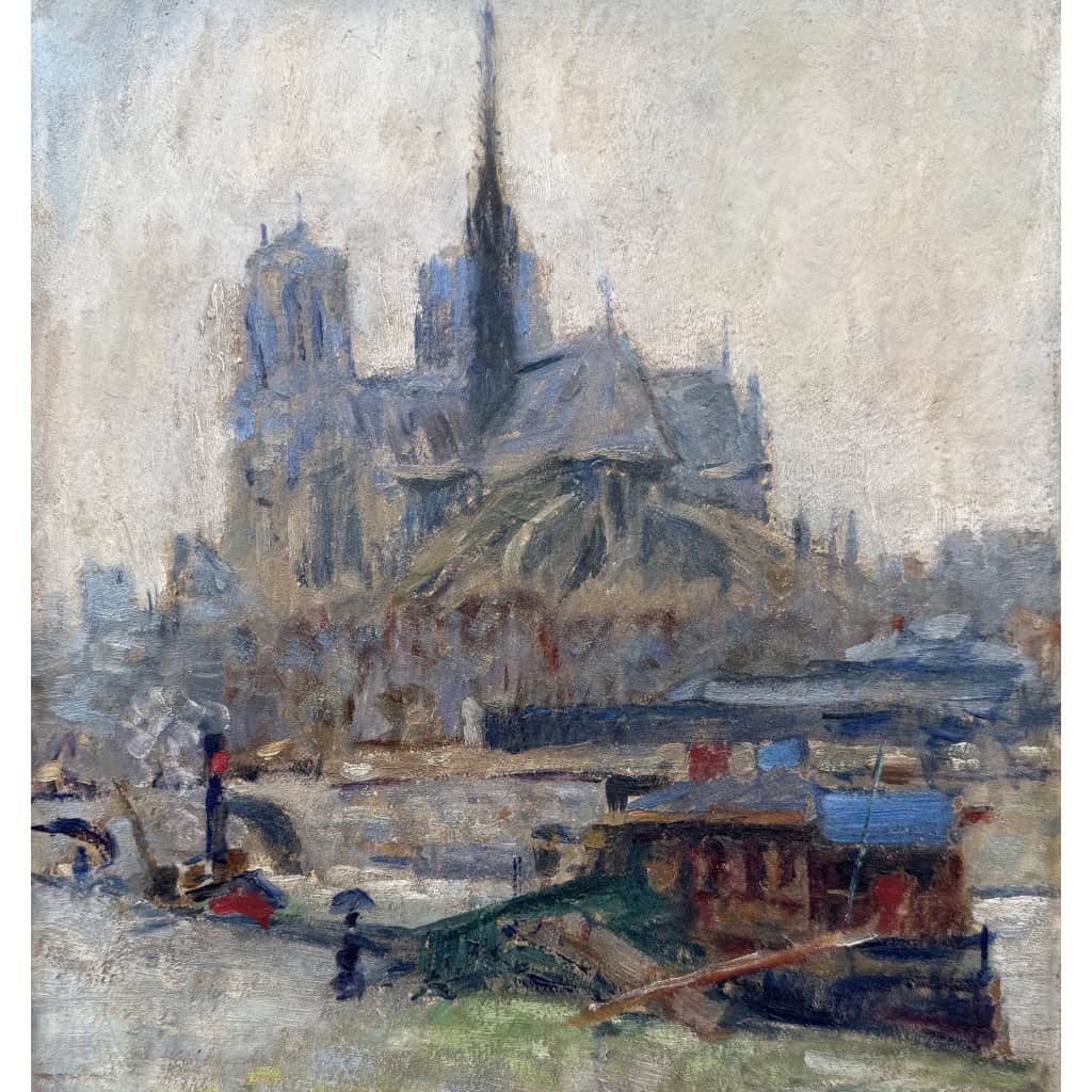 MORTON-JOHNSON Francis Paris Notre-Dame vue des quais de Seine Huile sur carton signée Certificat d’authenticité 10 MORTON-JOHNSON Francis Paris Notre-Dame vue des quais de Seine Huile sur carton signée Certificat d’authenticité 10