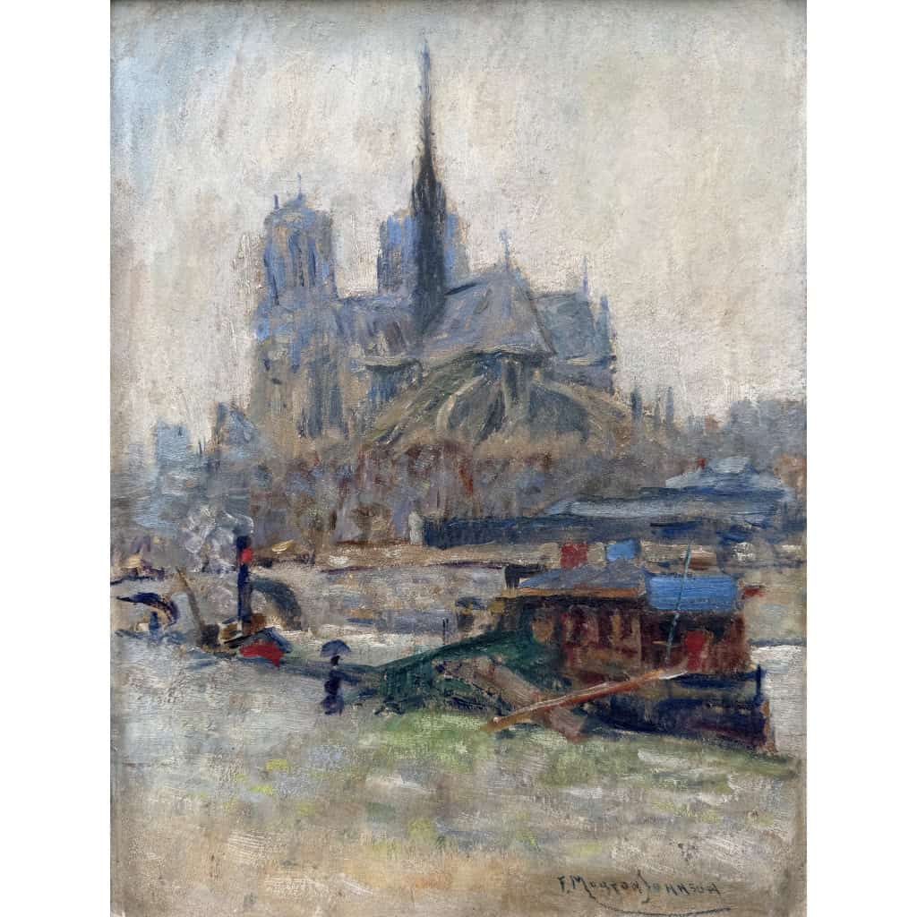 MORTON-JOHNSON Francis Paris Notre-Dame vue des quais de Seine Huile sur carton signée Certificat d’authenticité 14 MORTON-JOHNSON Francis Paris Notre-Dame vue des quais de Seine Huile sur carton signée Certificat d’authenticité 14