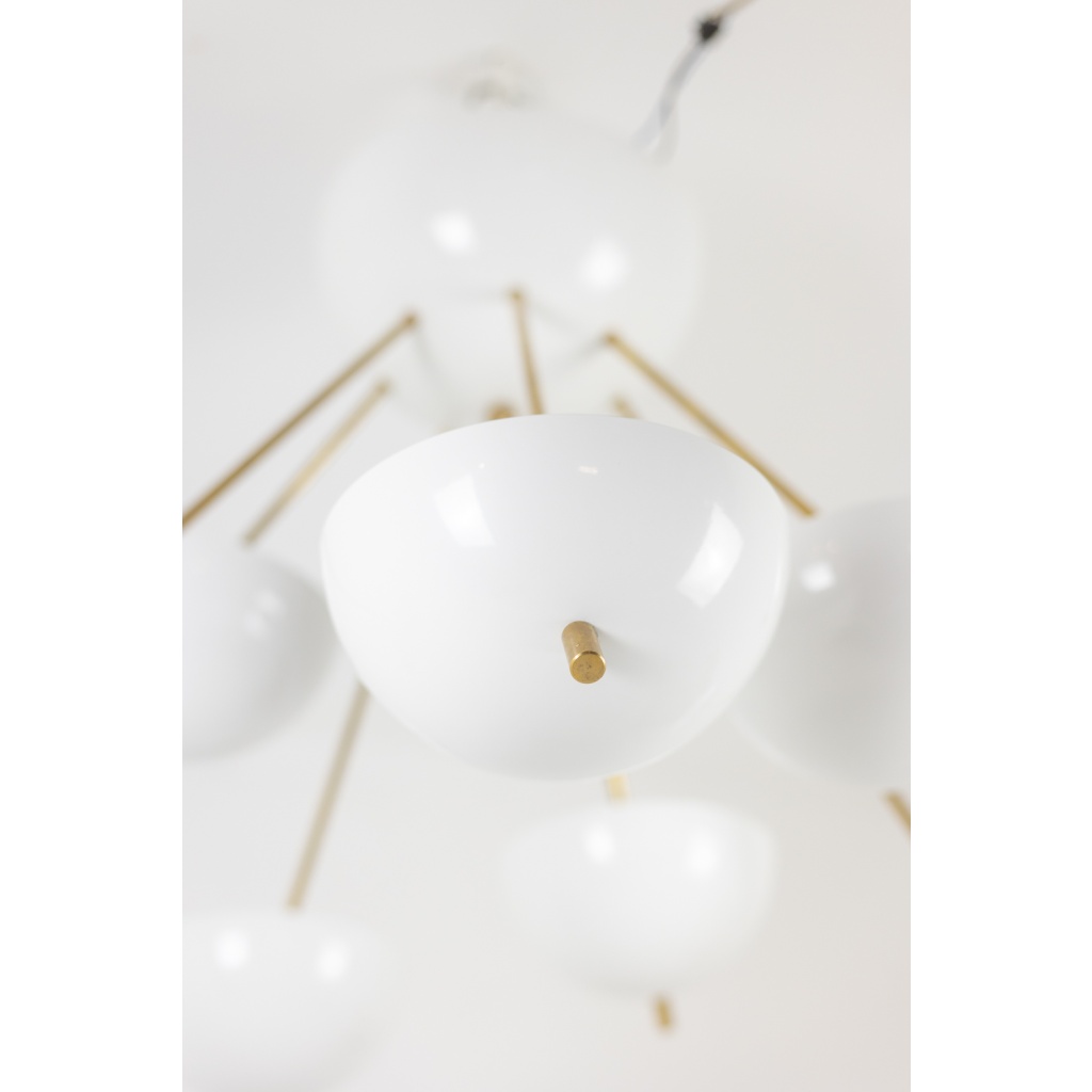 Stilnovo. Lustre en laiton doré et métal laqué blanc. Contemporain. 7