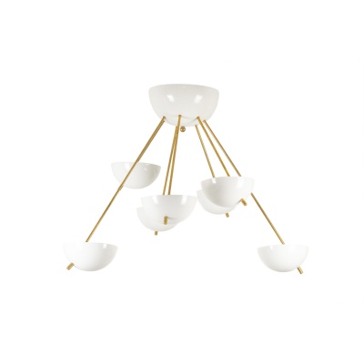 Stilnovo. Lustre en laiton doré et métal laqué blanc. Contemporain. 3