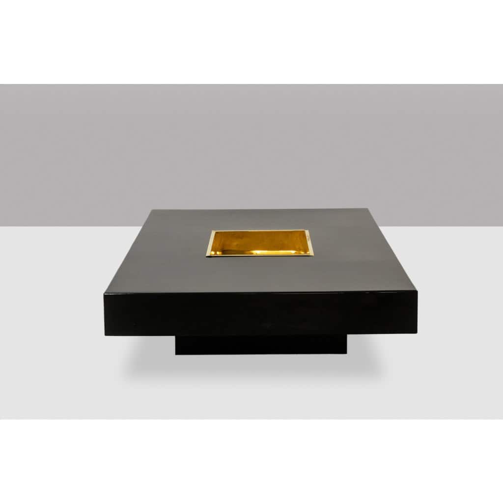 Willy Rizzo. Table basse en bois laqué noir et laiton doré. Années 1970 4