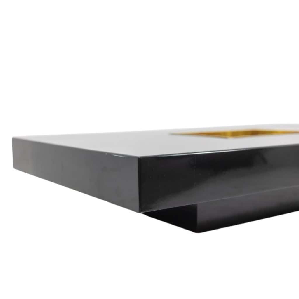 Willy Rizzo. Table basse en bois laqué noir et laiton doré. Années 1970 6