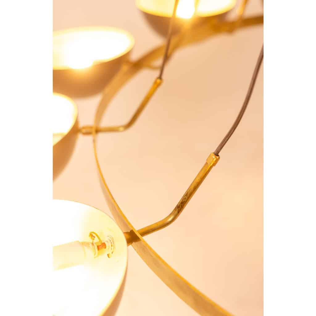 Lustre à 12 lumières en laiton patiné et métal laqué noir. Contemporain 8