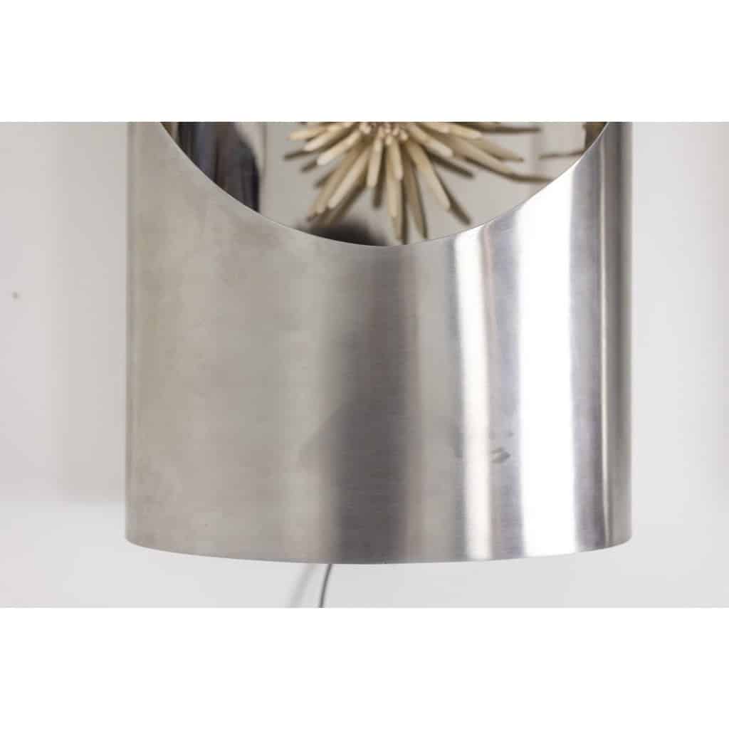 Paire de grandes appliques murales en métal poli. Années 70 4