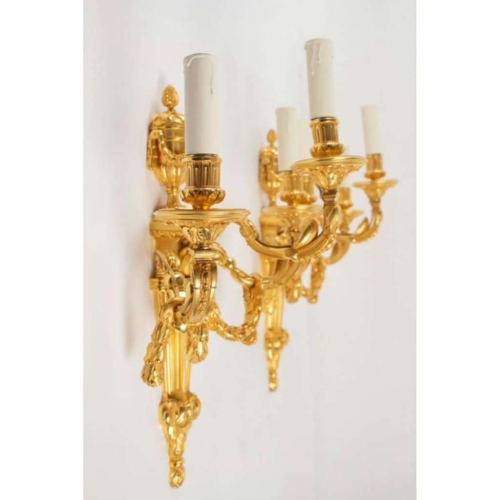 Paire d&rsquo;appliques de style Louis XVI. XIXème siècle. 7