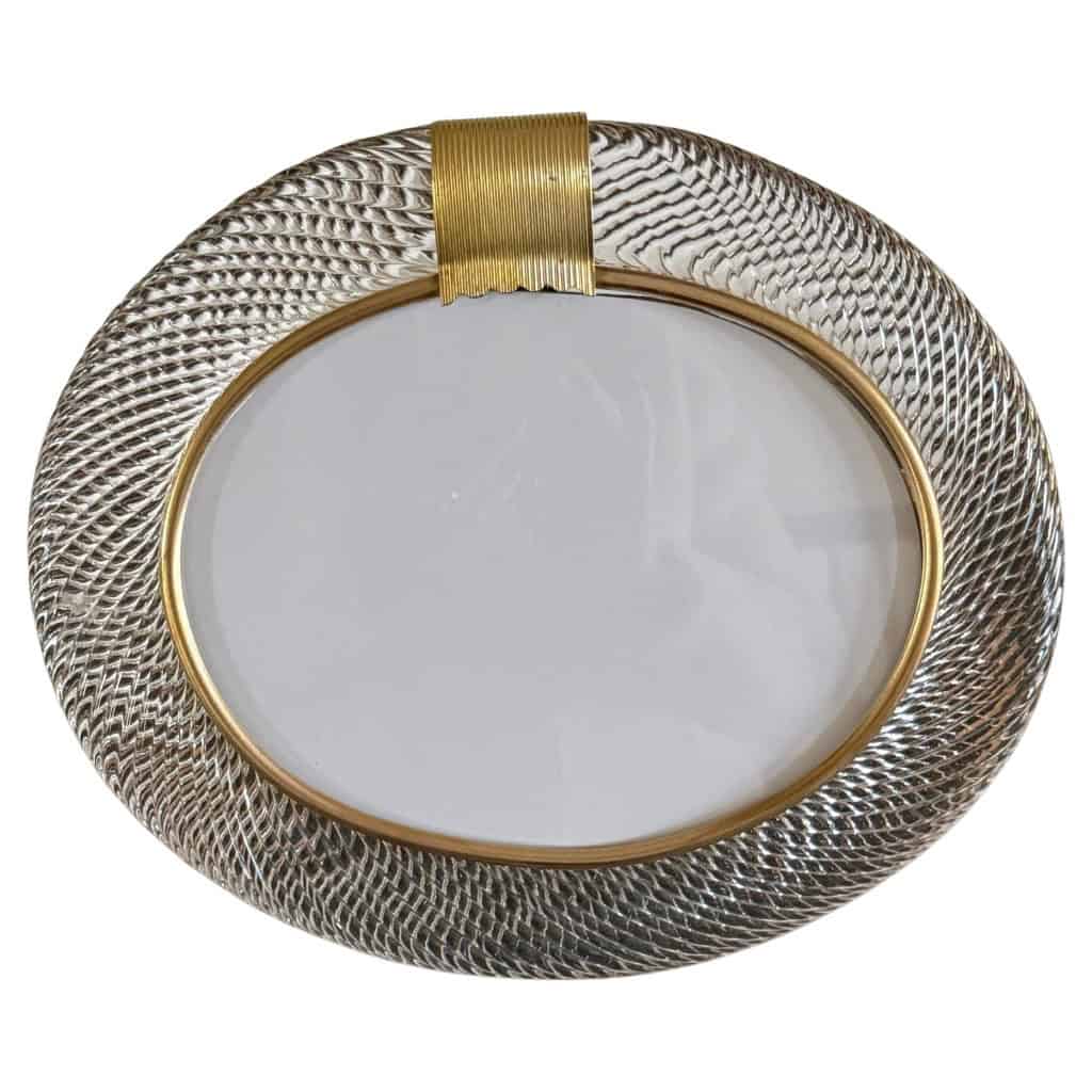 Cadre photo verre de Murano ovale couleur cristal horizontal 3 Cadre photo verre de Murano ovale couleur cristal horizontal 3