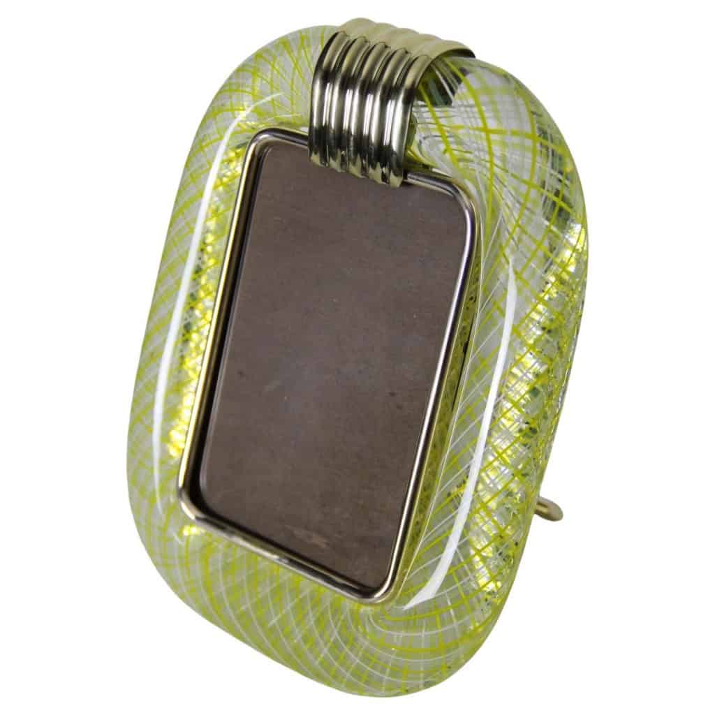 Cadre en verre de Murano jaune en filigranes 3 Cadre en verre de Murano jaune en filigranes 3