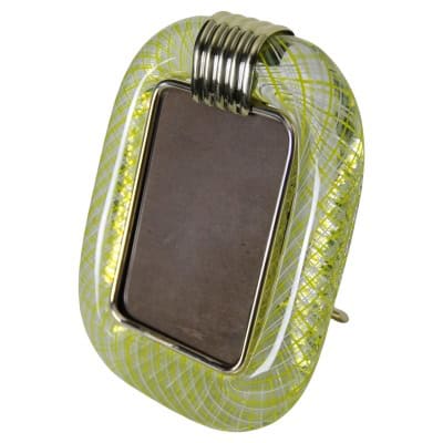 Cadre en verre de Murano jaune en filigranes Cadre en verre de Murano jaune en filigranes