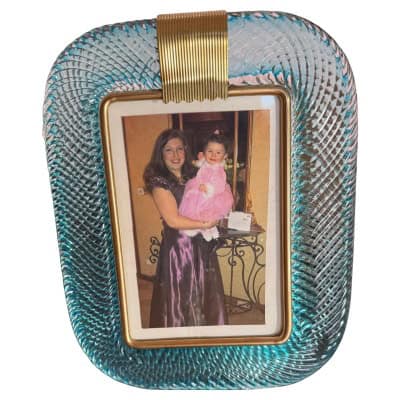 cadre en verre de Murano bleu ciel