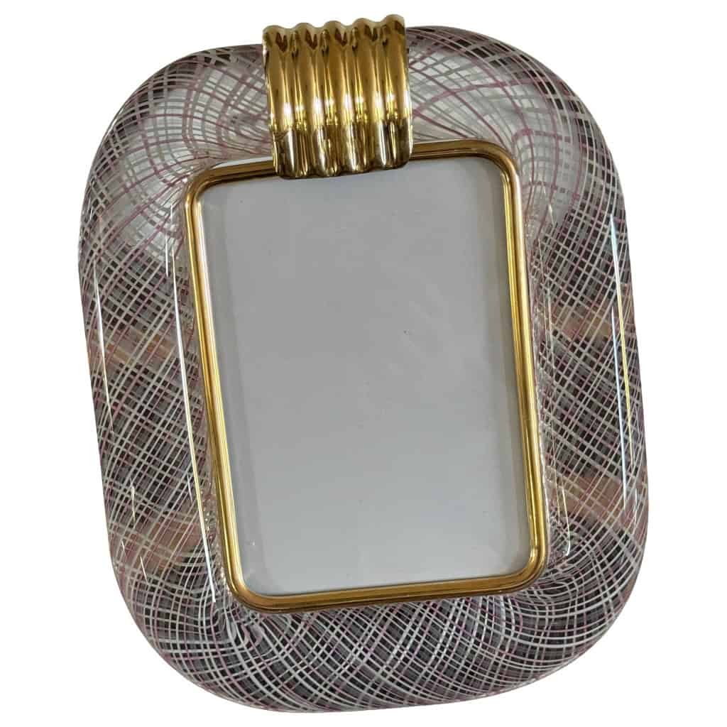 Cadre en verre de Murano rose filigrane 3