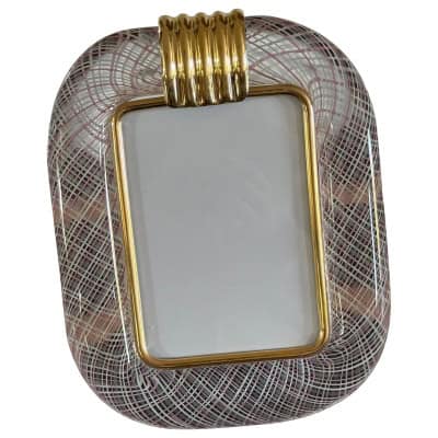 Cadre en verre de Murano rose filigrane