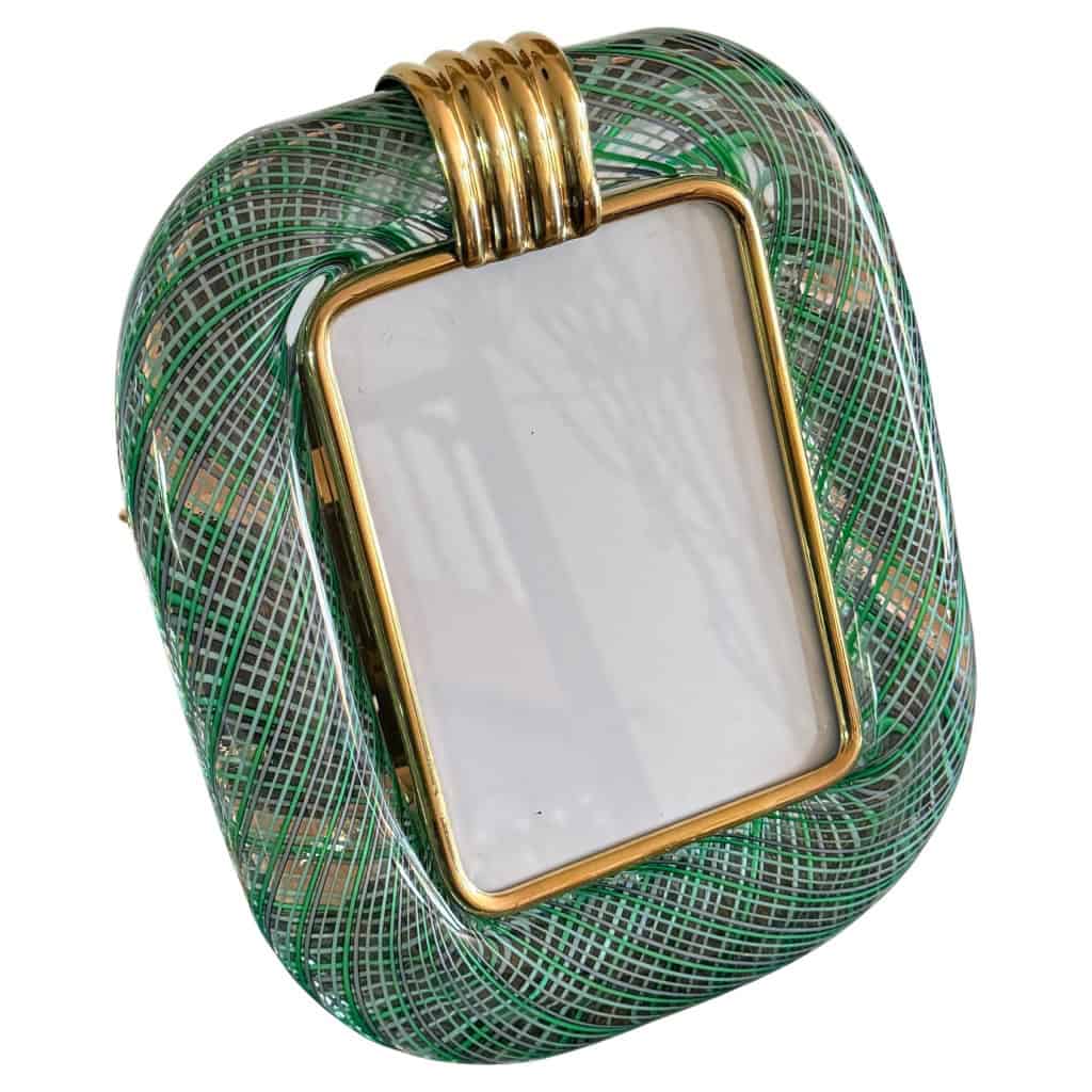 Cadre en verre de Murano vert clair filigrane 3