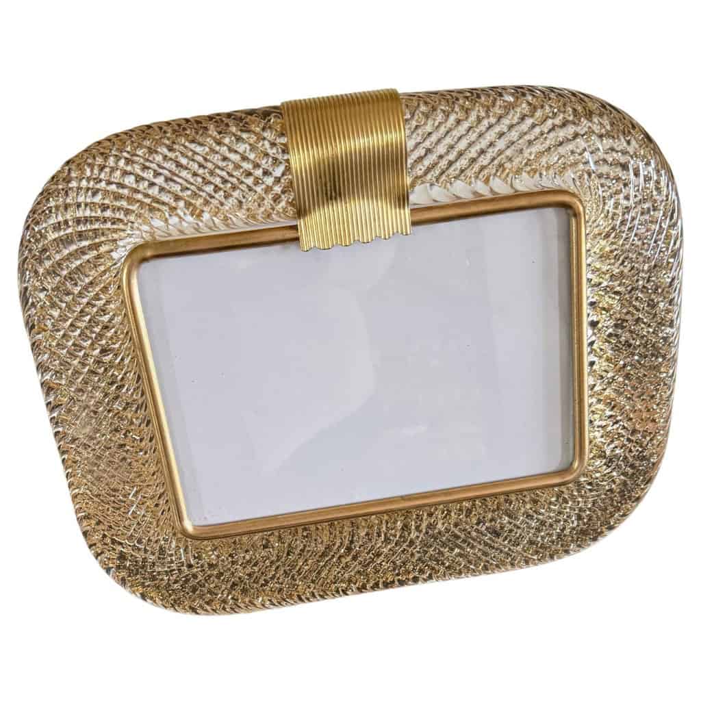 Cadre photo en verre de Morano doré horizontal 3 Cadre photo en verre de Morano doré horizontal 3