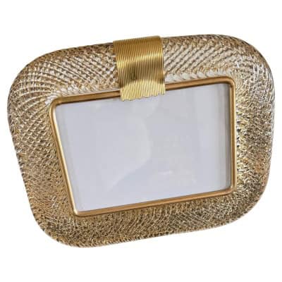 Cadre photo en verre de Morano doré horizontal Cadre photo en verre de Morano doré horizontal