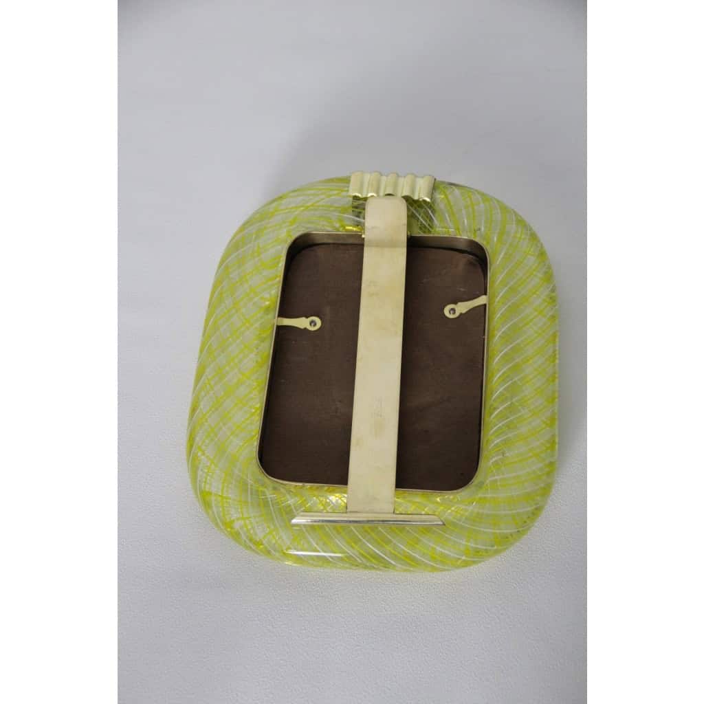 Cadre en verre de Murano jaune en filigranes 12 Cadre en verre de Murano jaune en filigranes 12