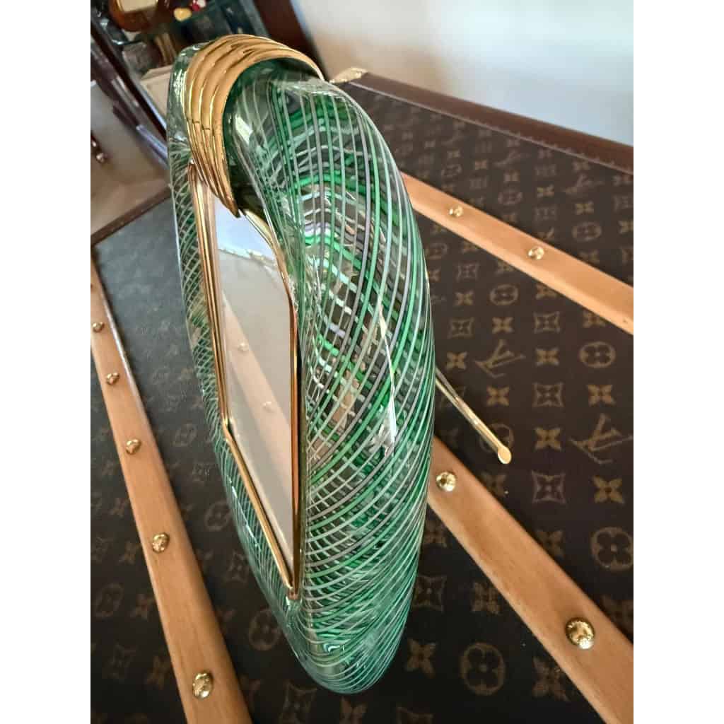 Cadre en verre de Murano vert clair filigrane 12