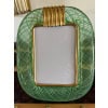 Cadre photo en verre de Murano filigrané vert et jaune 24 Cadre photo en verre de Murano filigrané vert et jaune 24