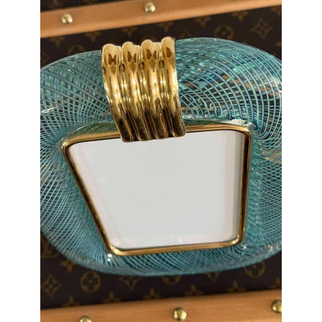 Cadre photo verre de Murano bleu en filigranes 13 Cadre photo verre de Murano bleu en filigranes 13