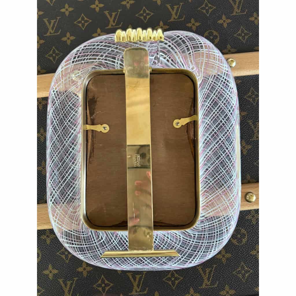 Cadre en verre de Murano rose filigrane 14