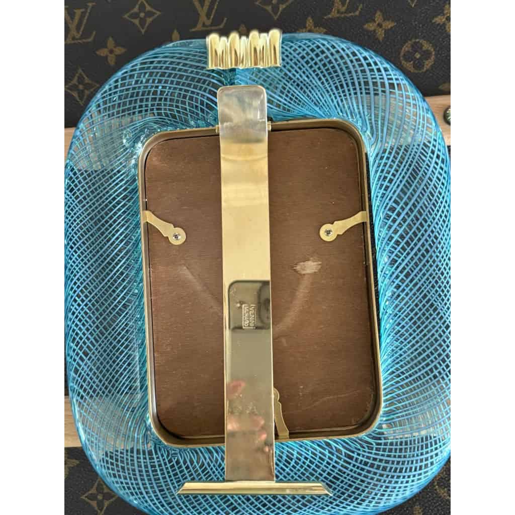 Cadre photo verre de Murano bleu en filigranes 14 Cadre photo verre de Murano bleu en filigranes 14