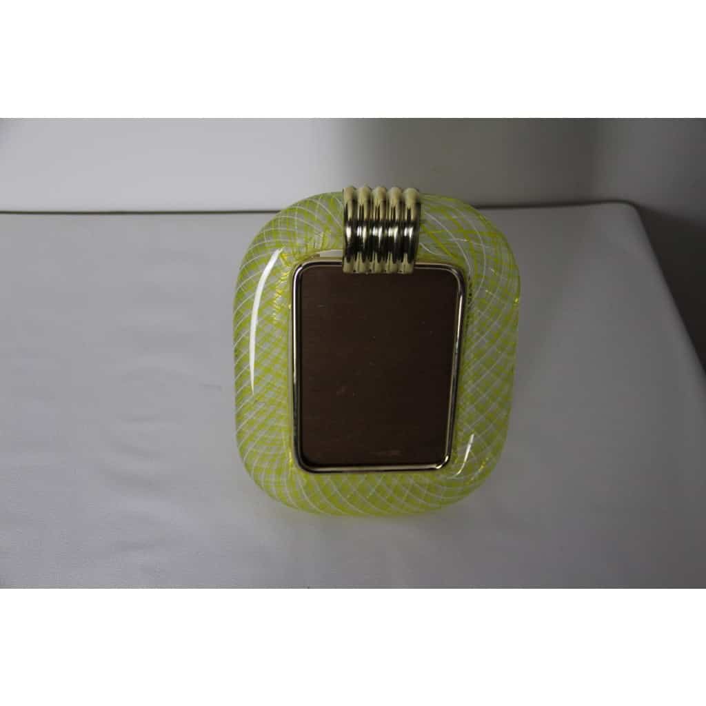 Cadre en verre de Murano jaune en filigranes 14 Cadre en verre de Murano jaune en filigranes 14